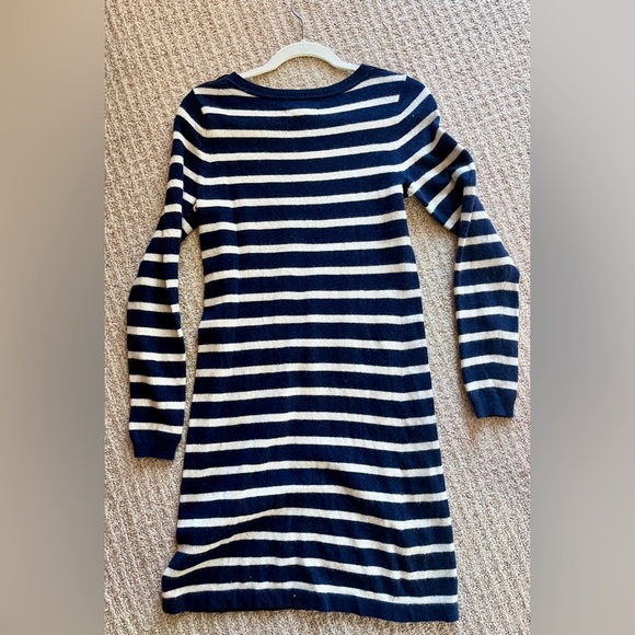 Banana Republic Navy Stripe Wool Cashmere Sweater Dress - Size M, Italian Fabric - Picture 2 of 5